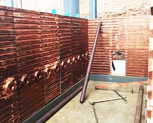 Fuming furnace copper water jacket on-site installation photos