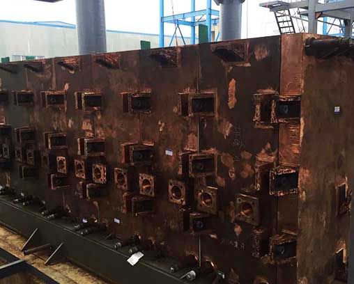 Fuming furnace copper water jacket on-site installation photos
